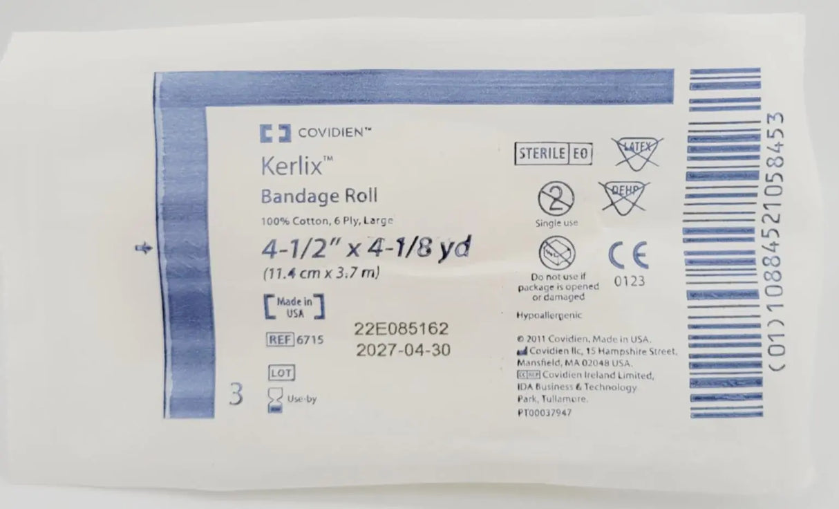Covidien 6715 Kendall Kerlix 4.5 in x 4.1 yd Gauze Rolls 6 Ply - Sterile Case/96 Covidien