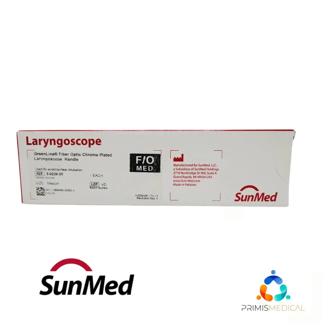 SunMed 5-0236-09 GreenLine Fiber Optic Laryngoscope Handle NEW 8-1/4" SunMed