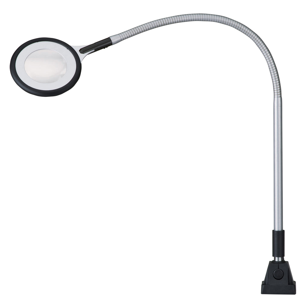 RING LED, Magnifier, gooseneck arm, 100-240 V, 6 W, 6 diopter (2.5X), w/ univ. fixed base, IP20