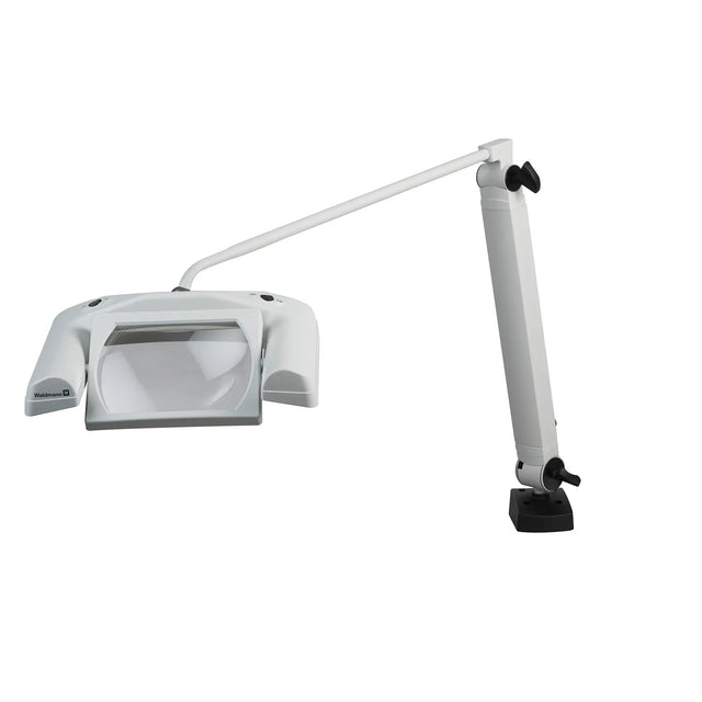 Waldmann OMNIVUEMAX LED Magnifier, 120V, 43”w/clamp, 5000K, NEMA 1-15 plug Waldmann Lighting