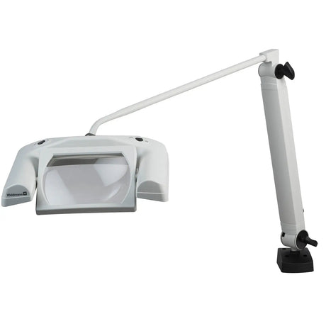 Waldmann OMNIVUEMAX LED Magnifier, 43" articulating arm, 120 V, 1500 lm,12 W, 3 diopters (1.75X), 5000 K, CRI >80, NEMA 5-15 plug, IP20 Waldmann Lighting