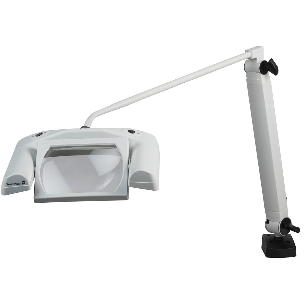 OMNIVUEMAX LED Magnifier, 43" articulating arm, 120 V, 1500 lm,12 W, 3 diopters (1.75X), 5000 K, CRI >80, NEMA 5-15 plug, IP20