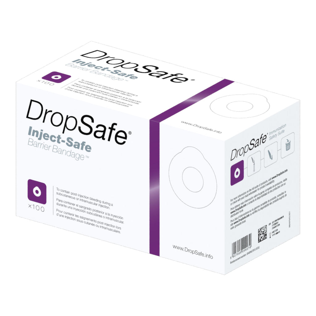 DropSafe 1-3/8" Diameter film & foam round white sterile pre-injection adhesive strip