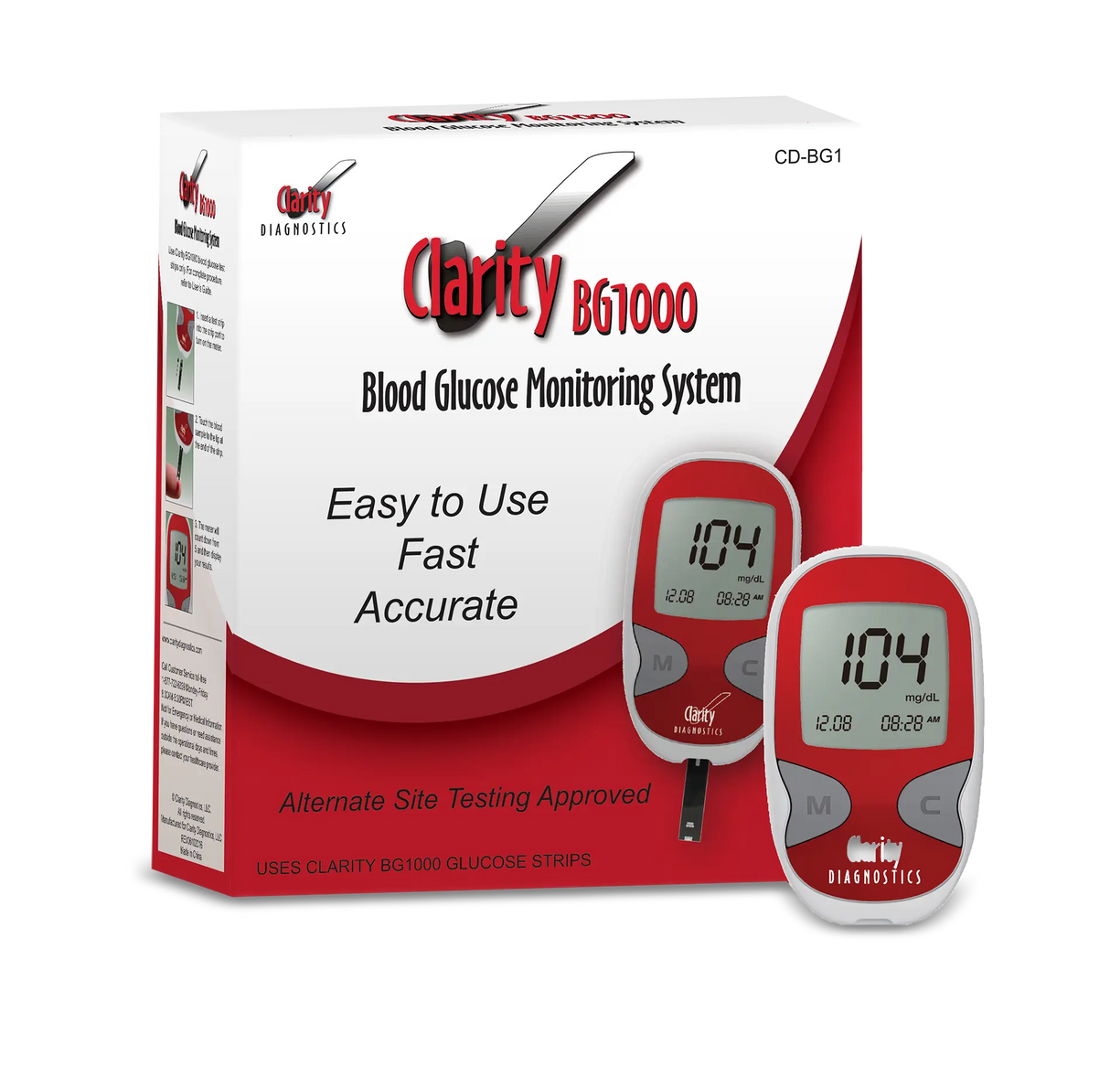 Clarity CD-BG15 BG1000 Blood Glucose Monitoring System (meter and testing strips) Clarity Diagnostics