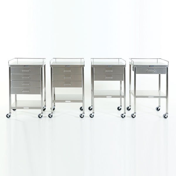 Midcentral Medical MCM-520/521/522/523 Stainless Steel Utility Tables with Drawers