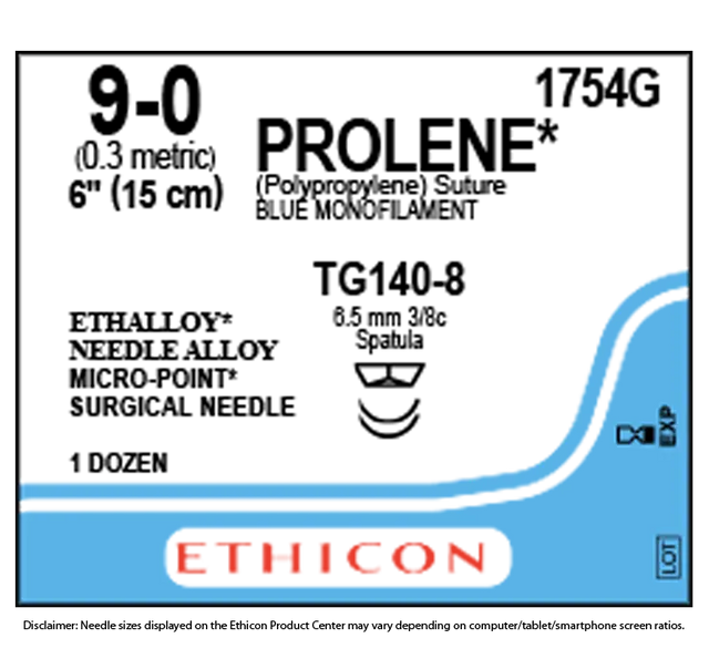 Ethicon Prolene 1754G Suture - Blue Monofilament Polypropylene, Nonabsorbable (Box of 12) Ethicon