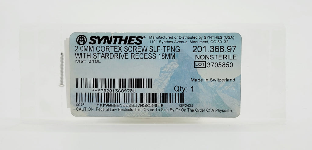 Synthes 201.368.97 2.0MM CORTEX SCREW SLF-TPNG WITH STARDRIVE RECESS 18MM