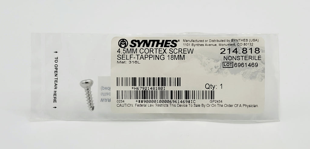 Synthes 214.818 4.5MM CORTEX SCREW SELF-TAPPING 18MM