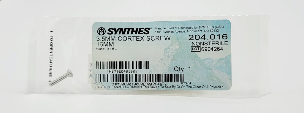 Synthes 204.016 3.5MM CORTEX SCREW 16MM