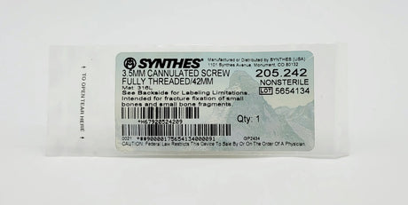 Synthes 205.242 3.5MM CANNULATED SCREW FULLY THREADED/42MM Synthes