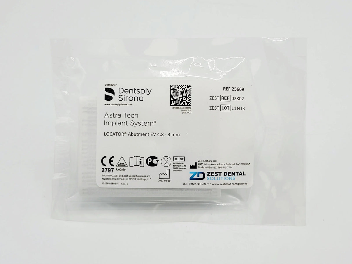 Zest Anchors 2802 Locator Abutment For Ev 4.8 X 3.0mm, Astra Tech Zest Anchors