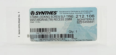 Synthes 212.106 3.5MM LOCKING SCREW SELF-TAPPING W/STARDRIVE(TM) RECESS 20MM Synthes