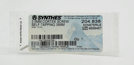 Synthes 204.838 3.5MM CORTEX SCREW SELF-TAPPING 38MM Synthes