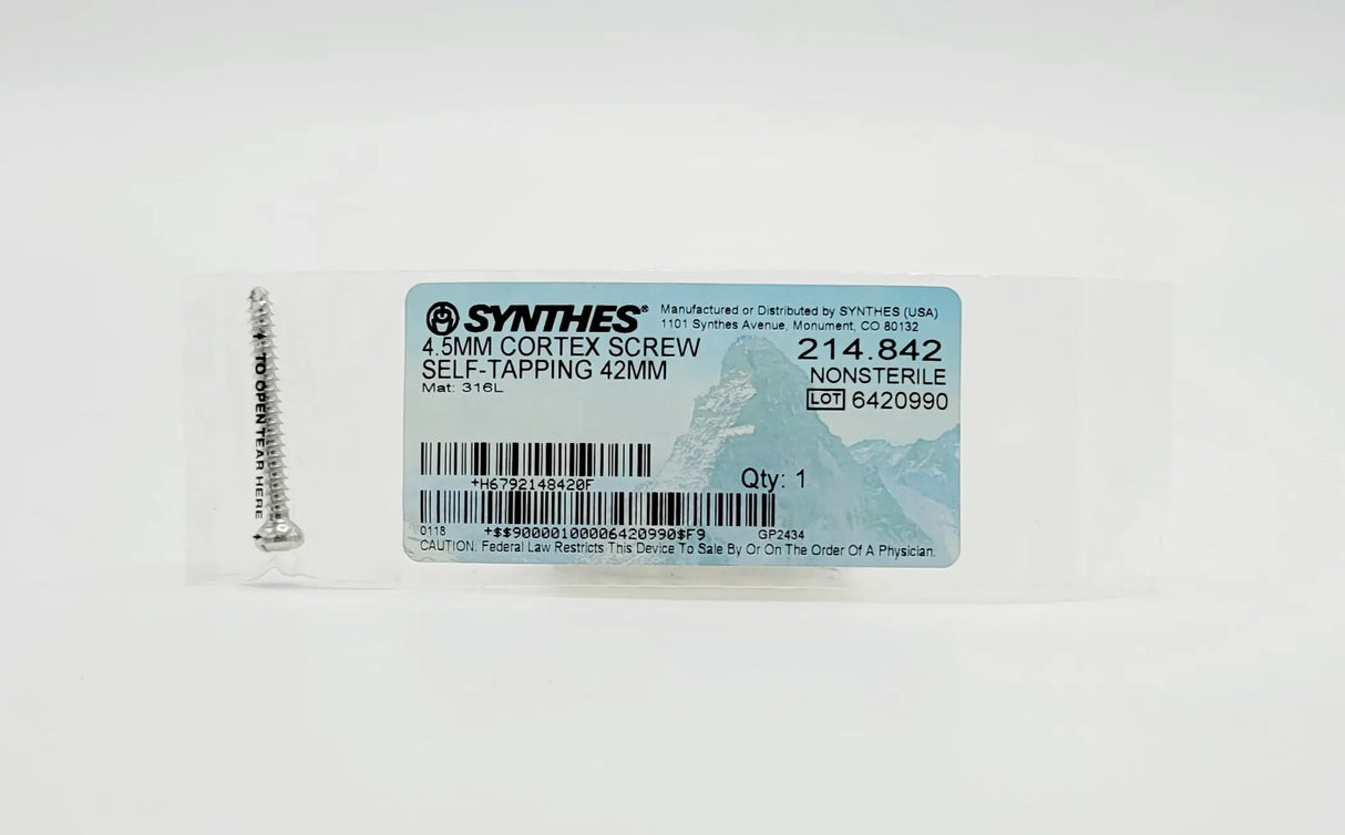 Synthes 214.842 4.5MM CORTEX SCREW SELF-TAPPING 42MM Synthes