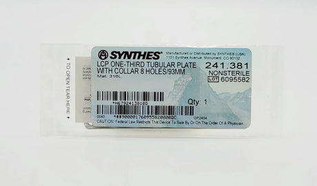 Synthes 241.381 LCP ONE-THIRD TUBULAR PLATE WITH COLLAR 8 HOLES/93MM Synthes