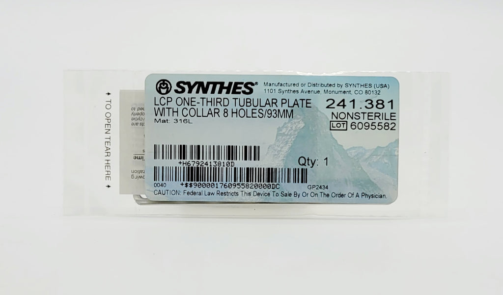 Synthes 241.381 LCP ONE-THIRD TUBULAR PLATE WITH COLLAR 8 HOLES/93MM