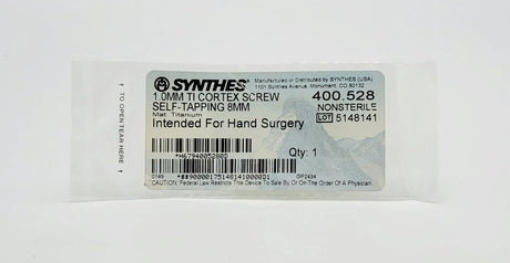 Synthes 400.528 1.0MM TI CORTEX SCREW SELF-TAPPING 8MM Synthes