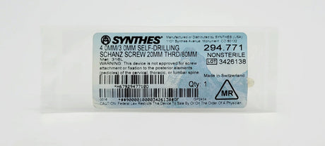 Synthes 294.771 4.0MM/3.0MM SELF-DRILLING SCHANZ SCREW 20MM THRD/80MM Synthes
