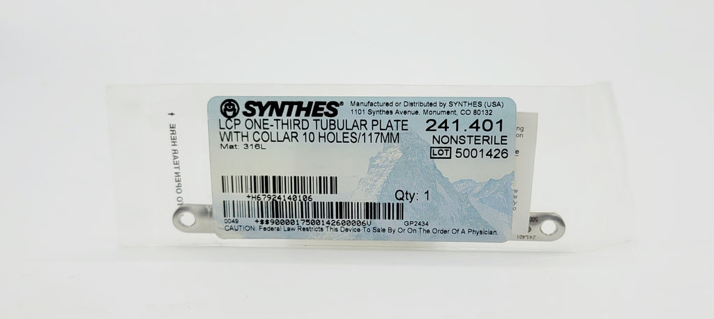 Synthes 241.401 LCP ONE-THIRD TUBULAR PLATE WITH COLLAR 10 HOLES/117MM