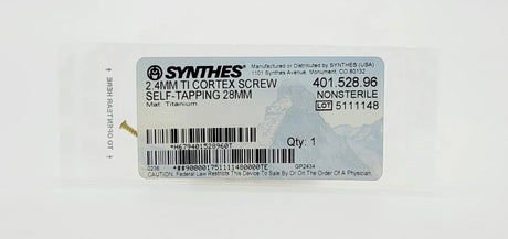 Synthes 401.528.96 2.4MM TI CORTEX SCREW SELF-TAPPING 28MM Synthes
