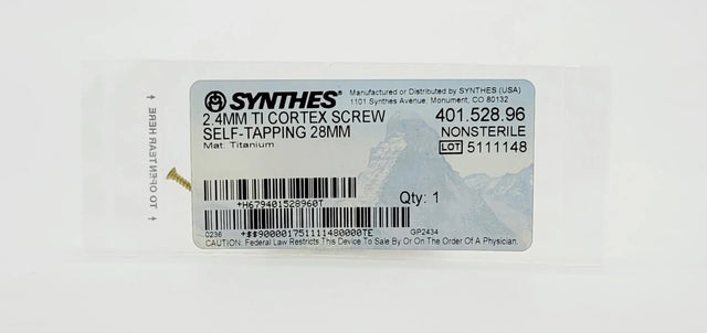 Synthes 401.528.96 2.4MM TI CORTEX SCREW SELF-TAPPING 28MM Synthes