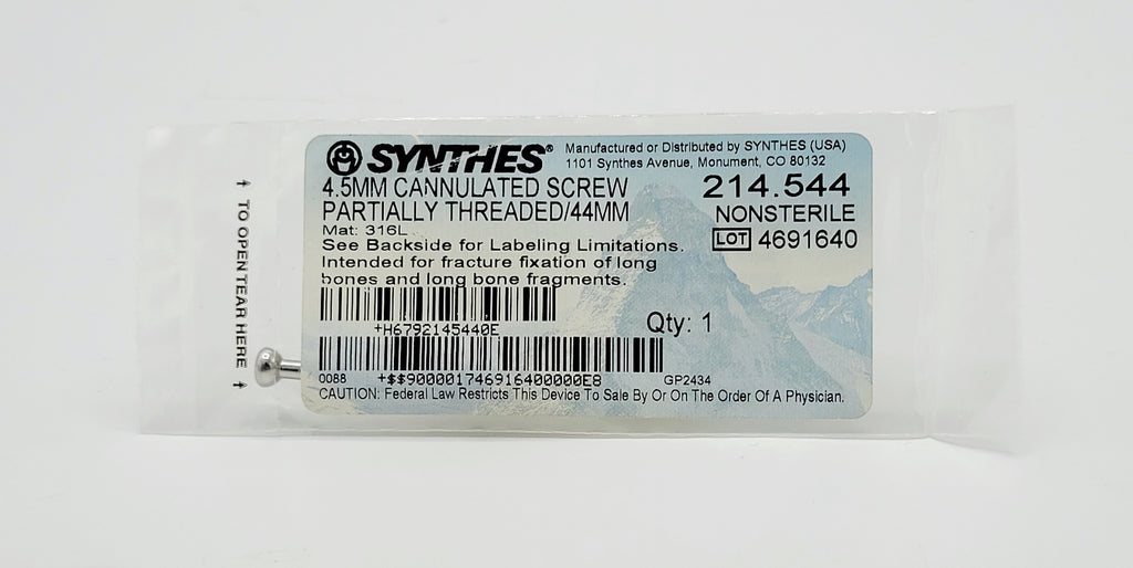 Synthes 214.544 4.5MM CANNULATED SCREW PARTIALLY THREADED/44MM