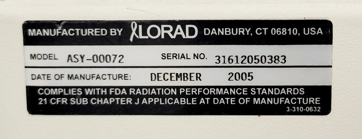 Lorad Hologic ASY-00072 MultiCare Platinum Prone Breast Biopsy Unit Lorad Hologic