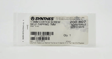 Synthes 200.807 1.5mm Cortex Screw Self-tapping 7mm Synthes