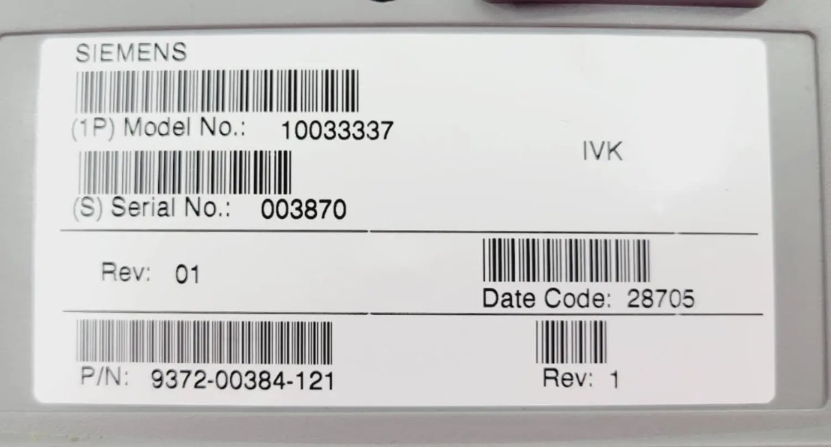Siemens 10033337 Rev 01 Ultrasound Control Panel Siemens