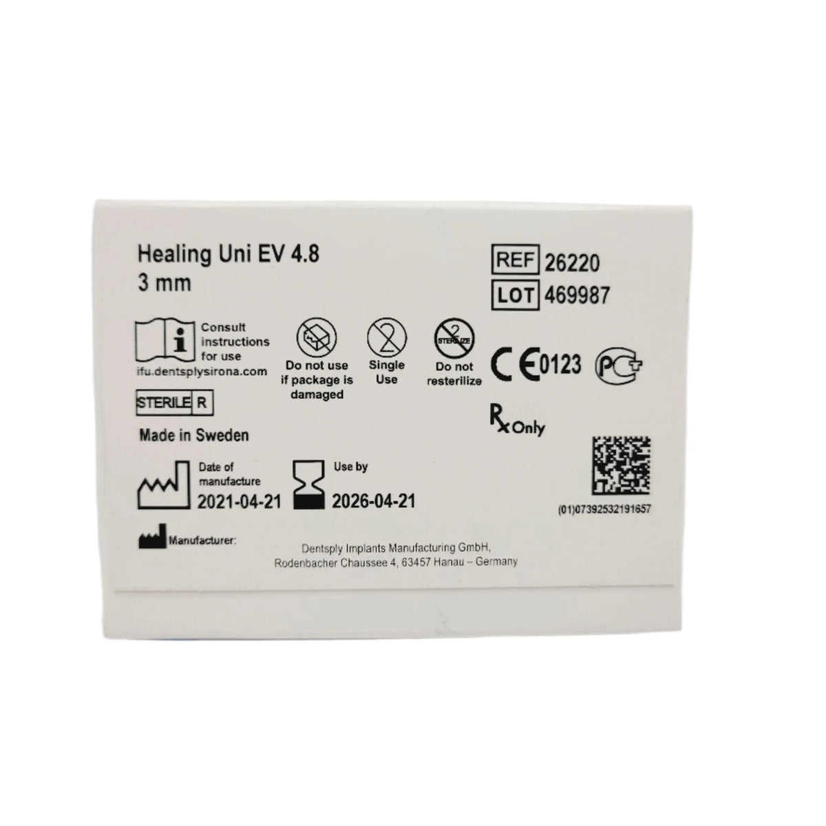 Dentsply Implants Manufacturing 26220 Healing Uni EV 4.8 3mm - Primis ...