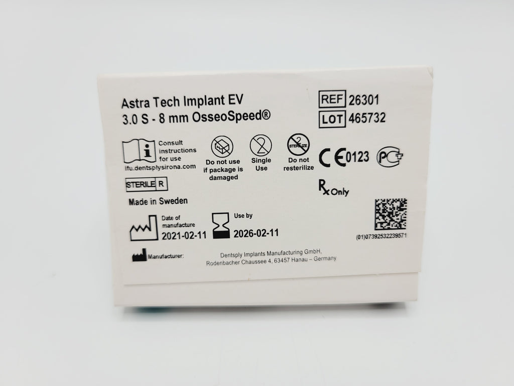 Dentsply Implants Manufacturing 26301 Astra Tech Implant EV 3.0 S - 8 mm OsseoSpeedÂ®