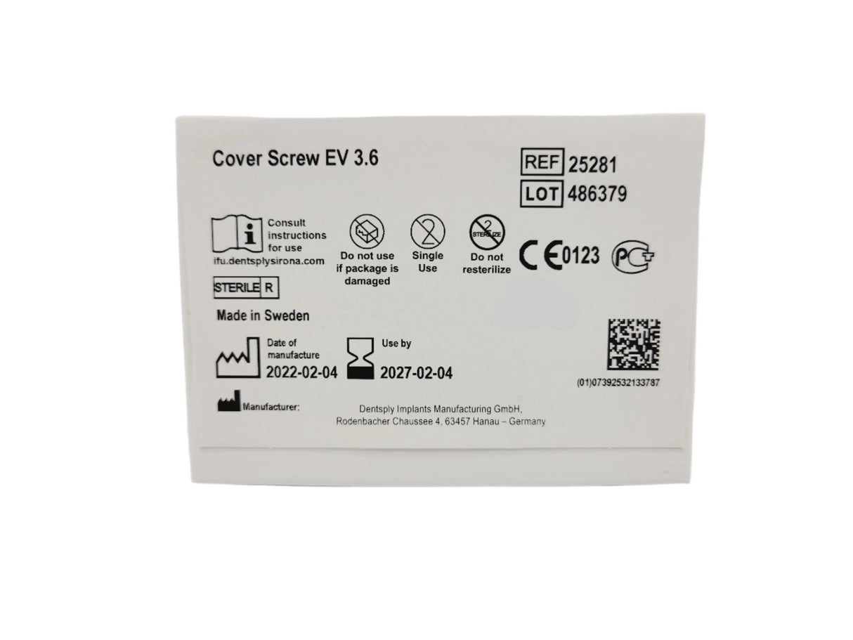 Dentsply Implants Manufacturing 25281 Cover Screw EV 3.6 Dentsply Implants Manufacturing
