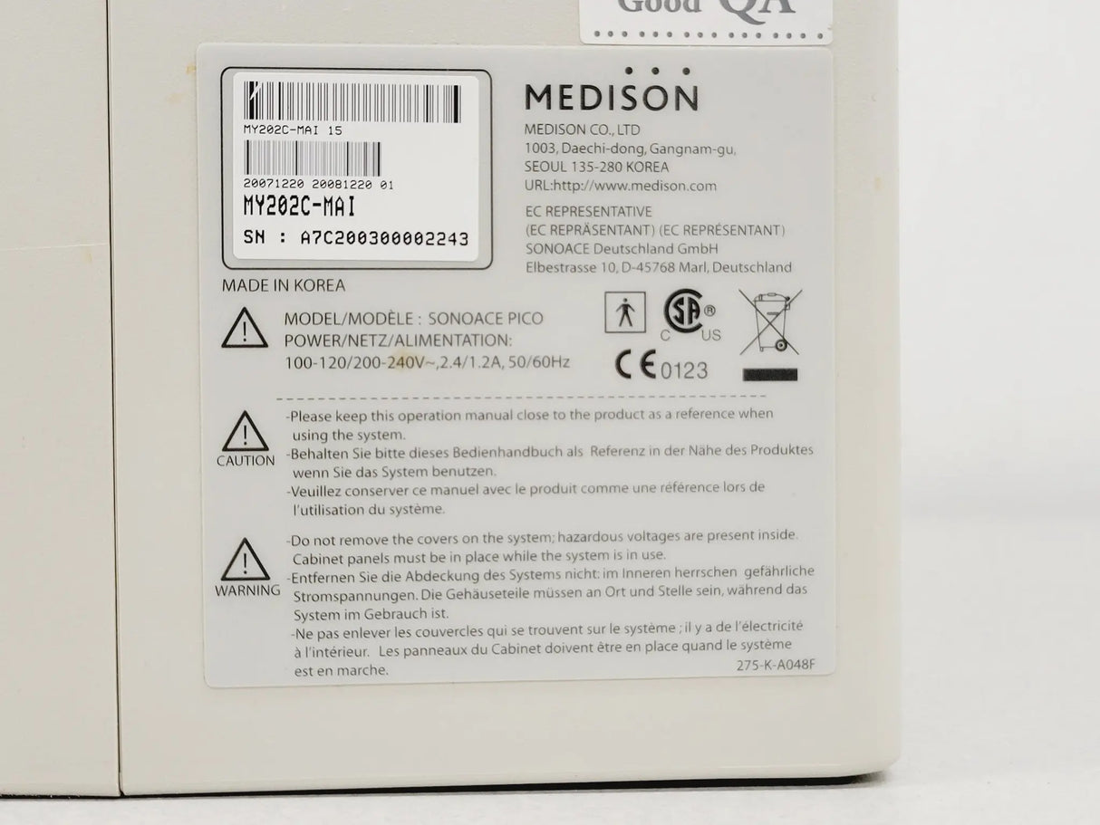 Samsung Medison SonoAce PICO Portable Ultrasound Machine Certified Medison