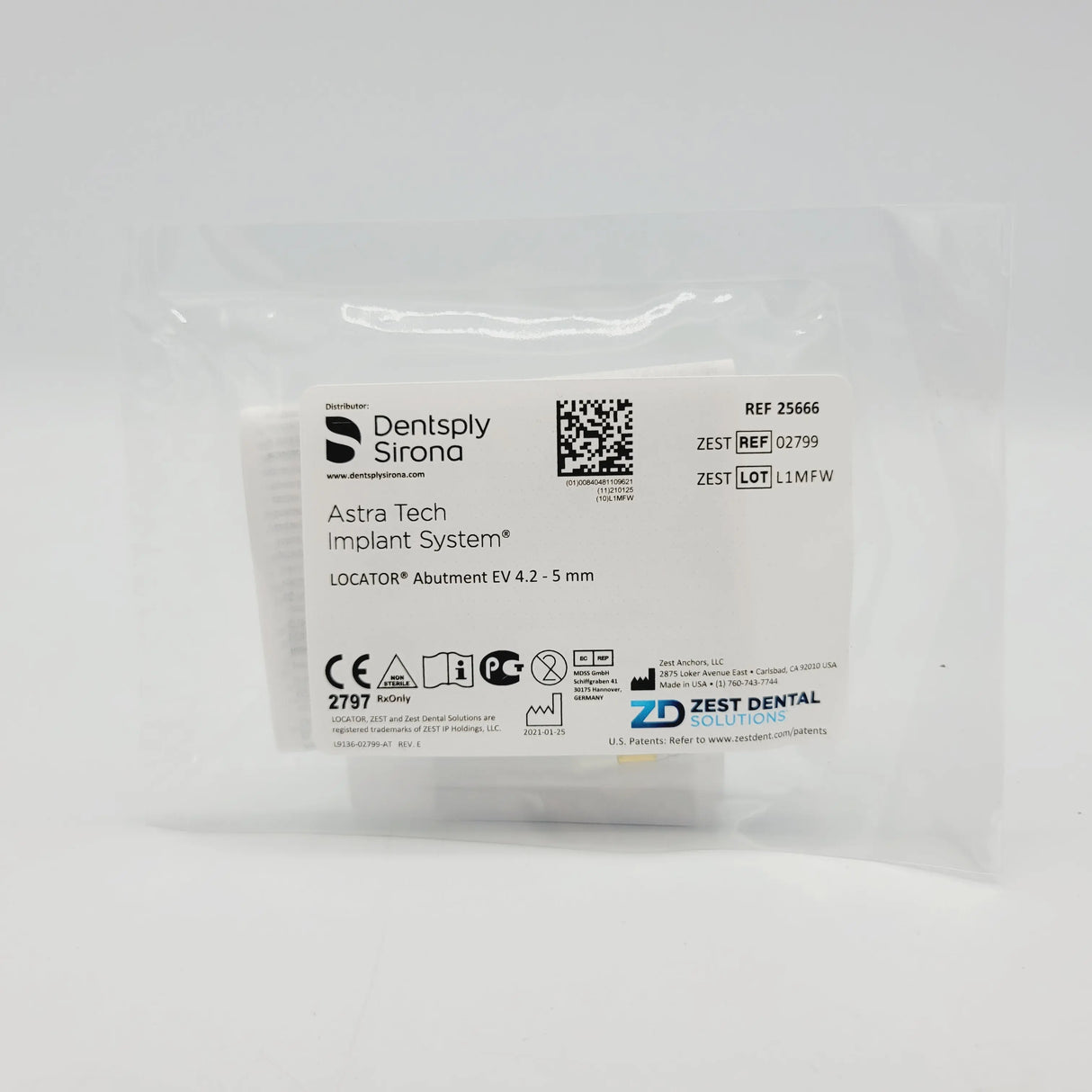 Zest Anchors 2799 Locator Abutment For Ev 4.2 X 5.0mm, Astra Tech Zest Anchors