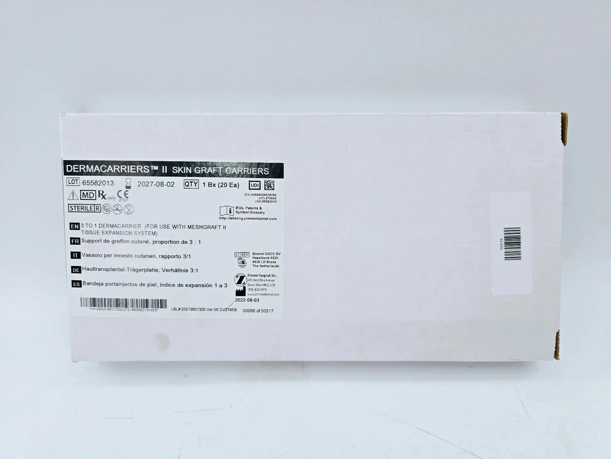 Zimmer 00-2195-013-00 DERMACARRIERS II Skin Graft Carriers Box Of 20 Zimmer