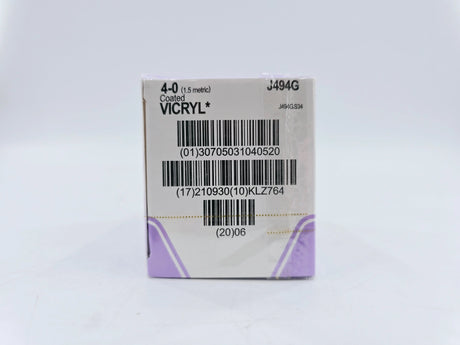 Ethicon J494G 4-0 Coated Vicryl Undyed 1x18" P-3 Box Of 12 Ethicon