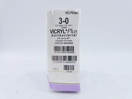 Ethicon VCP936H 3-0 Coated Vicryl Plus Undyed 1x27" PS-1 Box of 36 Ethicon