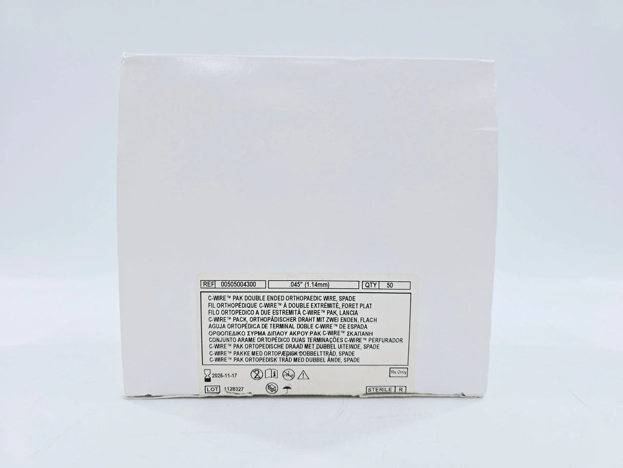 ConMed 00505004300 C-Wire Pak Double Ended Orthopaedic Wire, Spade .45" Box of 50 ConMed