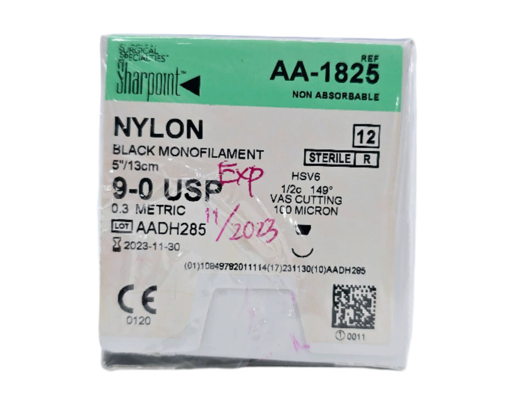 Surgical Specialties AA-1825 Sharpoint 9-0 USP Black 1X5" HSV6 Box of 12