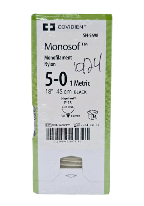 Covidien SN-5698 Monosof 5-0 1X18" P-13 Monofilament Box of 36 Covidien