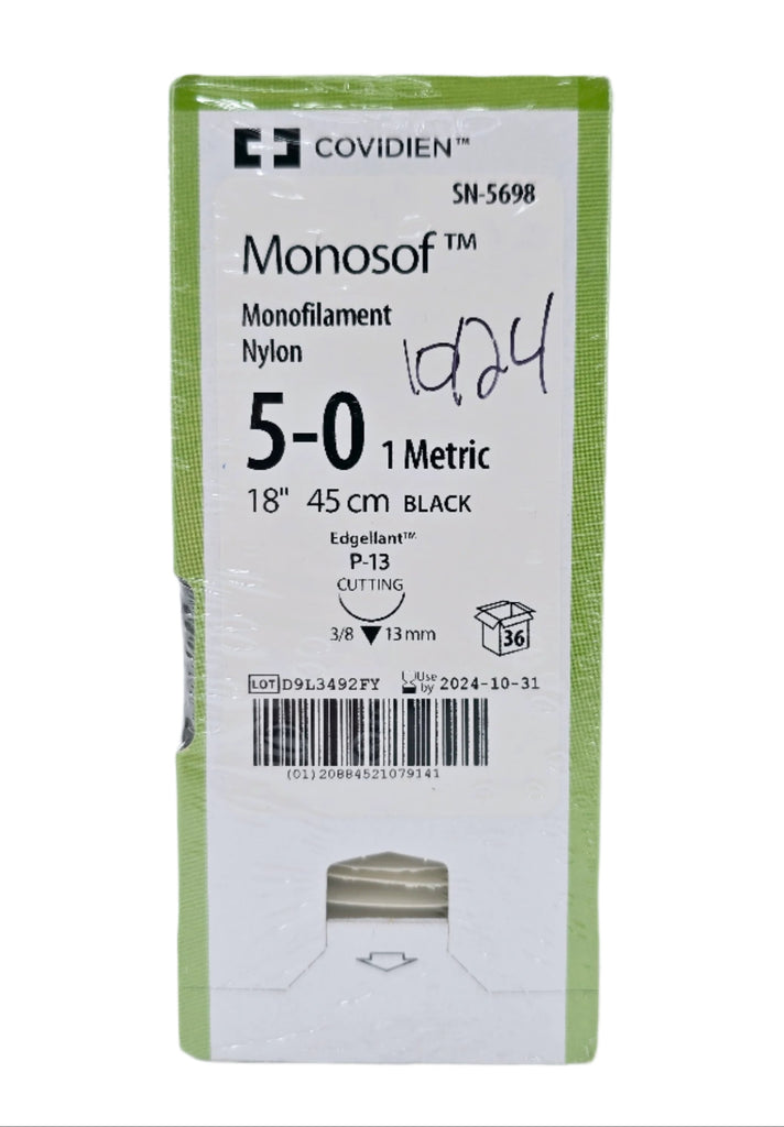 Covidien SN-5698 Monosof 5-0 1X18" P-13 Monofilament Box of 36