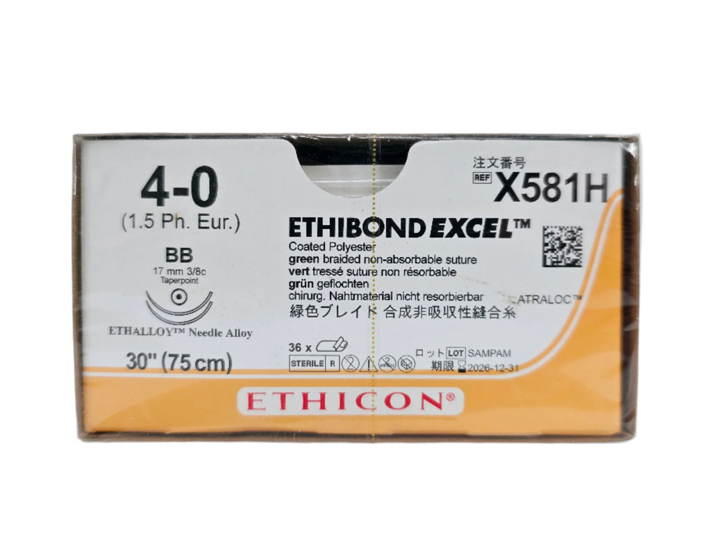 Ethicon X581H 4-0 Ethibond EXCEL Green 1x30" BB Box Of 36