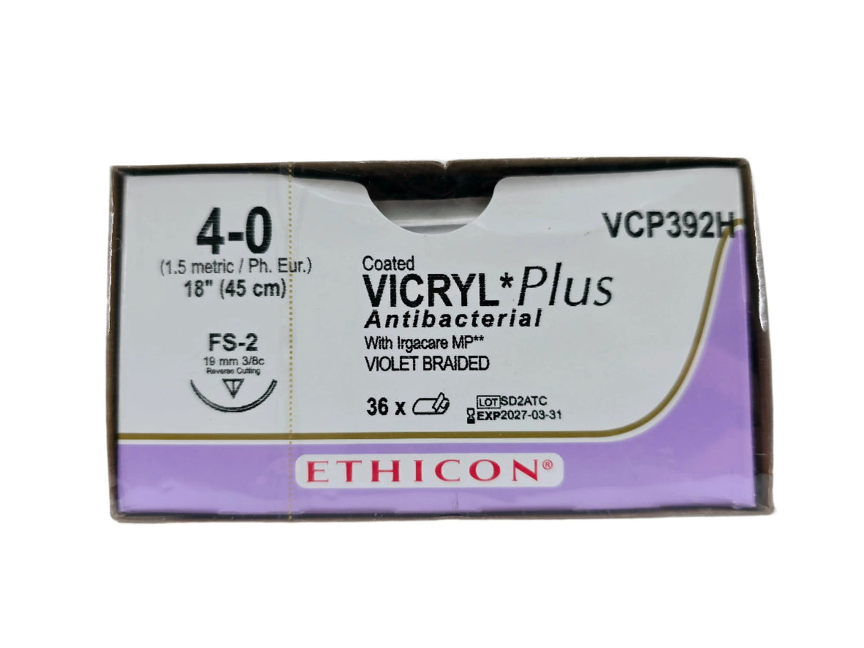 Ethicon VCP392H 4-0 Coated VICRYL Plus Violet 1X18" FS-2 Box of 36 Ethicon