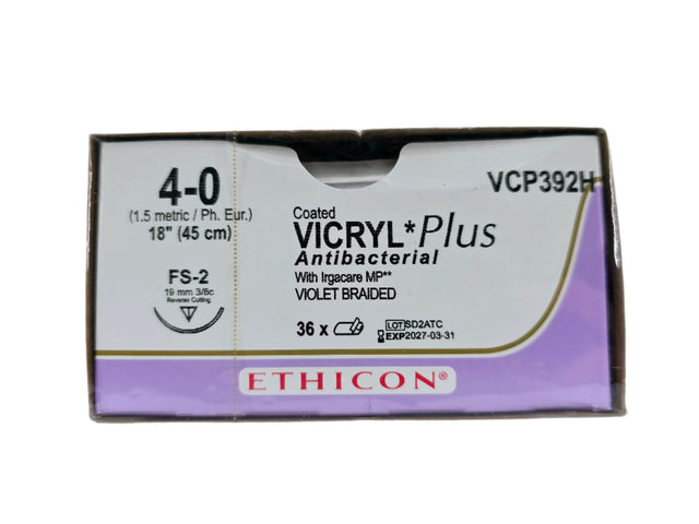 Ethicon VCP392H 4-0 Coated VICRYL Plus Violet 1X18" FS-2 Box of 36 Ethicon