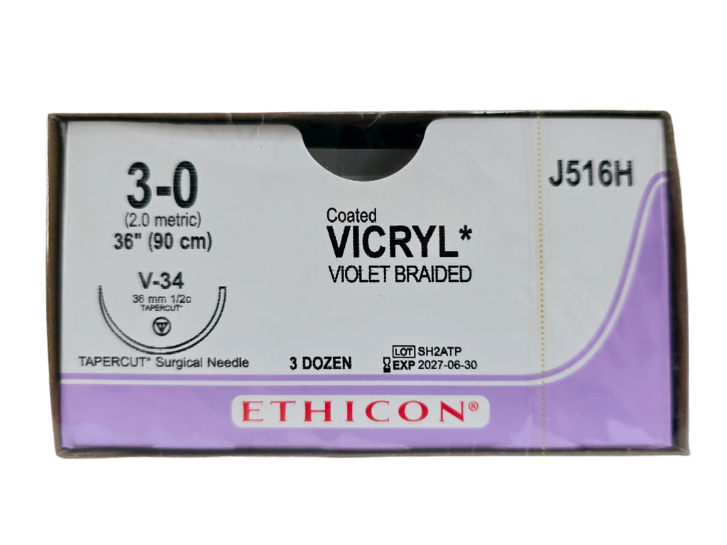 Ethicon J516H 3-0 Coated VICRYL Violet 1X36" V-34 Box of 36