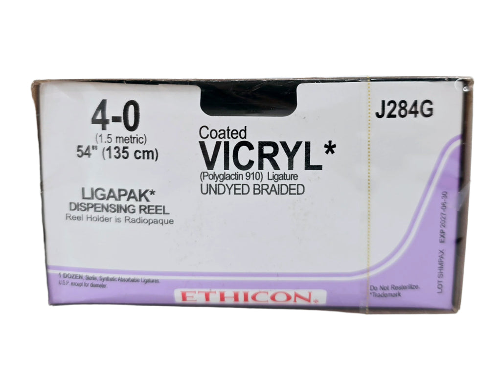 Ethicon J284G 4-0 COATED VICRYL UNDYED 54" LIGAPAK REEL Box of 12