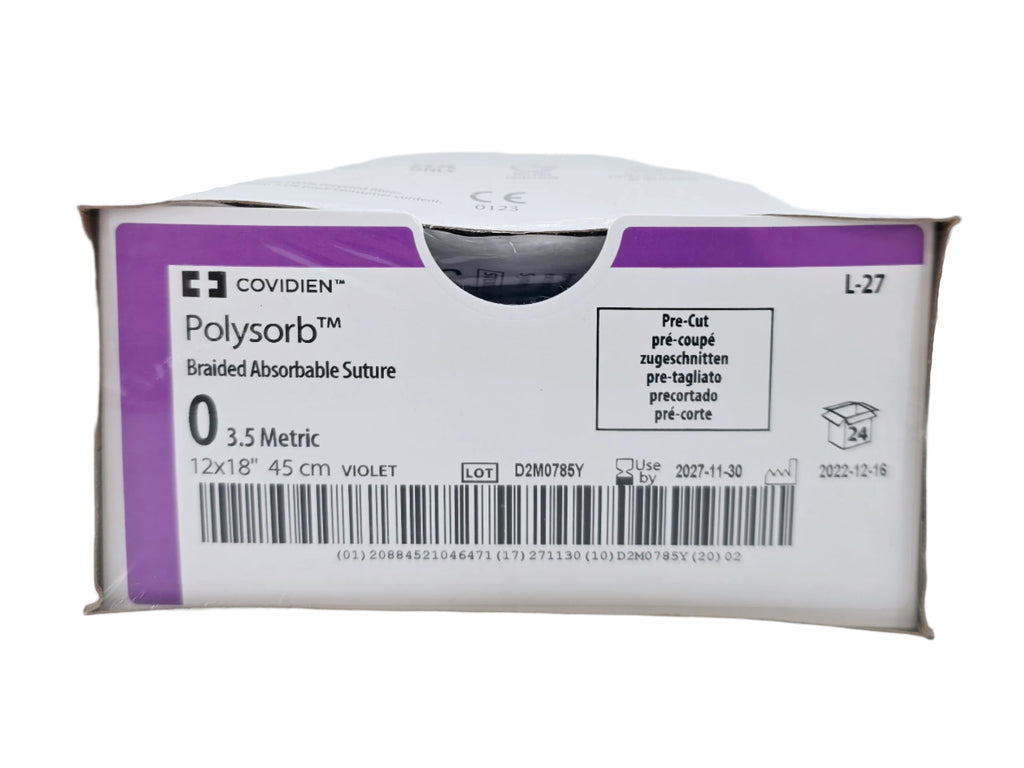 Covidien L-27 0 Polysorb Violet 12X18" Pre-Cut Box of 24