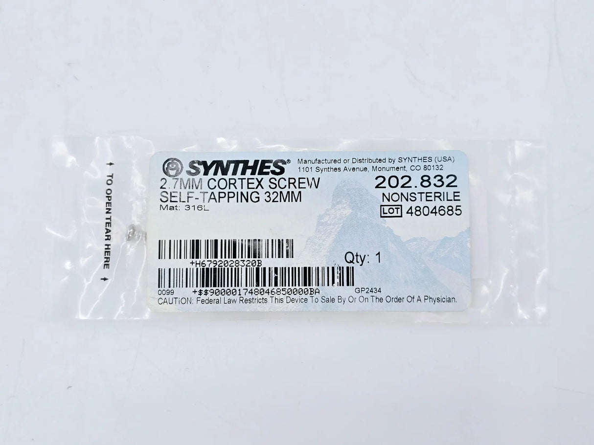Synthes 202.832 2.7mm Cortex Screw Self-Tapping 32mm Synthes