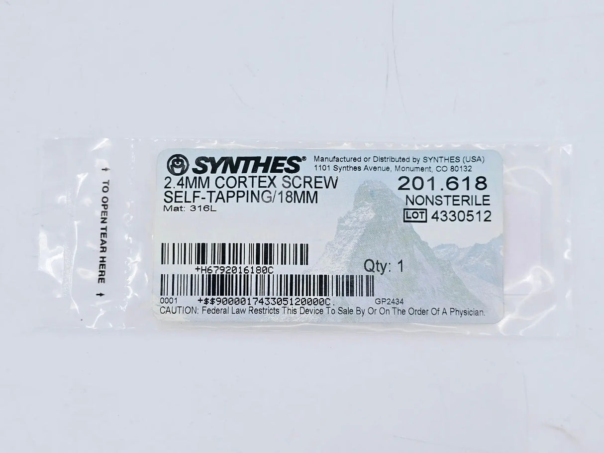 Synthes 201.618 2.4mm Cortex Screw Self-Tapping 18mm Synthes