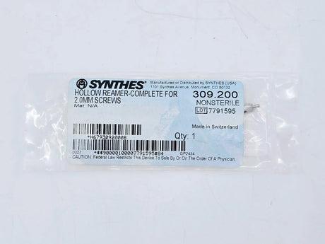 Synthes 309.200 Hollow Reamer-Complete for 2.0mm Screws Synthes